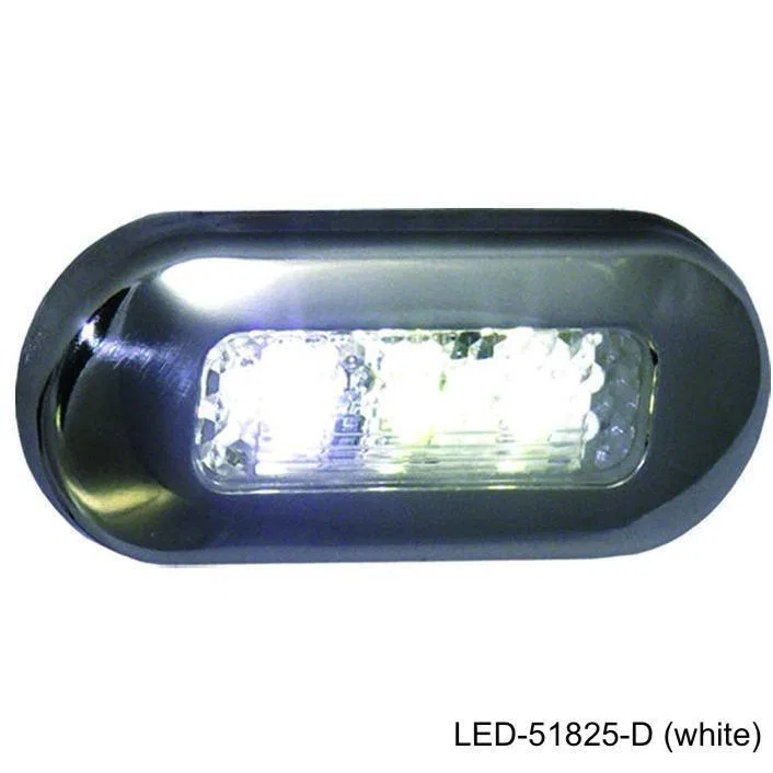 LED-51825-DP – T-H MARINE Boat Deck Light, Surface Mount White 3-LED Bulb 3 Inch Length x 1-1/4 Inch Width Oval Polis...